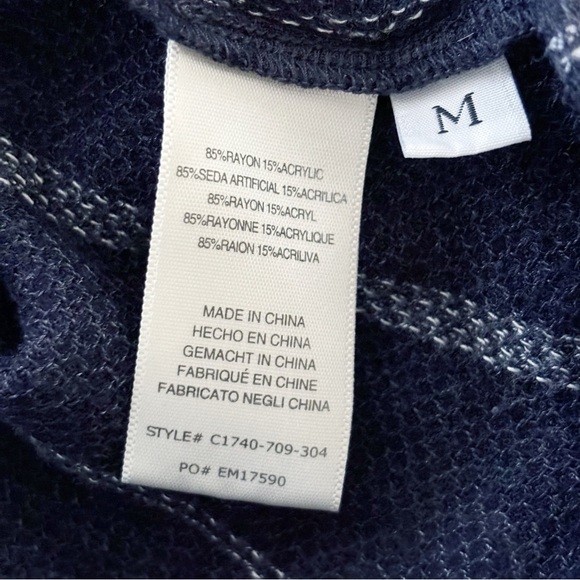 Cloth & Stone Striped Button Front Shirt Medium Blue Long Sleeve - Picture 7 of 9